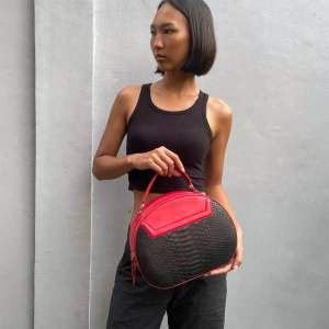 Fancy handbag in combination mix leather