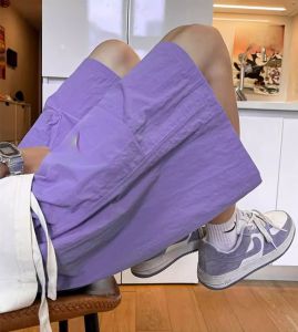 Pink Quick-Dry Sports Shorts Women Summer Thin Climbing Outdoor Workwear Wide Leg Casual Dopamine Five-Quarter Pants