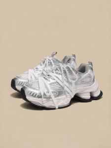 Agsdon | Silver Daddy Style Breathable Increased Heel Height Womens Athletic Shoes