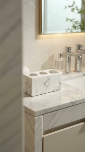 Diatomaceous Earth Toothbrush Holder 3 Slot Marble Toothpaste Organiser Quick Water Absorption Bathroom Countertop Storage Rack Electric Toothbrush Stand Space Saving Wash Basin Vanity Storage Holder Modern Bathroom Accessories