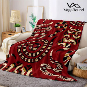 BILIBILI | Red Gold Beaded Snake Ethnic Flannel Blanket Warm Soft Halloween Christmas Decorative Couch Warm Cozy All-Season Gift