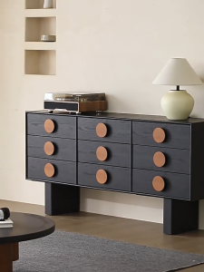 [PRE-ORDER] 6-Drawer Storage Chest - Leather Round Knobs Bedroom Organizer & Living Room Cabinet Minimalist Furniture