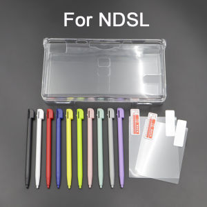 1Set Crystal Clear Hard Shell Case + Top/Bottom Screen Protector Film + Stylus Pen Full Set For NDSL Game Console