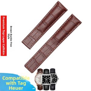 Woalmorn | Mens Genuine Leather Waterproof Watch Strap Non-Original Fold Buckle