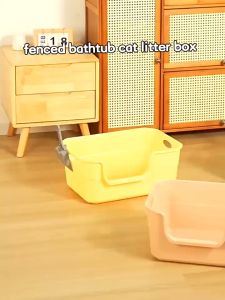 Cat Litter Box Large Capacity Cat Litter Pan Large Space Convenience Grips Litter Box
