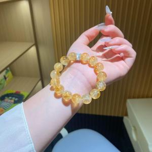 Putuo Mountain Natural Citrine Violent Yellow Bracelet Bring In Wealth and Treasure Good Luck Bracelet Yellow Tajing Ornament Girlfriends Birthday Gift