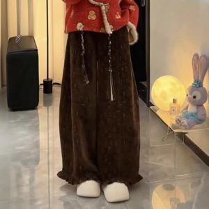 XUECAIQI | Retro Chinese Style Warm Cotton Coat Wide Leg Trousers Suit