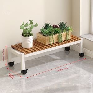 Movable Multi-level Plant Shelf Ironwood Ladder Frame