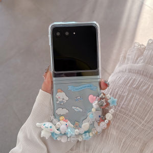 Sanrio | Korean INS Sanrio Cute Cinnamoroll Case for Samsung Galaxy Z Flip 8 7 6 5 Slim Portable Strap Decorate Shockproof Protect Cover