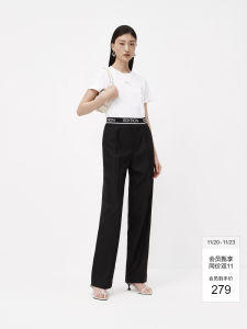 Antibacterial Womens Slim Fit T-Shirt Autumn New Style round Neck Short Sleeve Decorative Shoulder Patch EditionTee EBC3TEE004