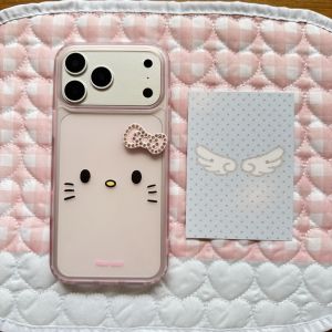 Sanrio | Cute Black Skin Sanrio Hello Kitty Cartoon Phone Case For iphone 17 16 15 14 17 Pro Max Full Lens Camera Protective Cover Funda