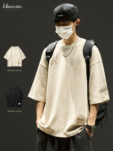 Loose Fit Mens Short Sleeve T-Shirt Retro American Trendy Half Sleeve Top Cotton Youth Fashion Summer Casual round Neck Tee