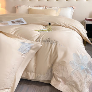 Luxurious Pure Cotton Bedding Set 4-Piece Queen Size Bed Sheet Cover Dust Ruffle Light Weight for All Seasons New Arrival 2025
