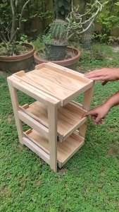 ชั้นไม้สนใส่ของติดรางเลื่อนได้ เป็นระบบ ลูกปืน