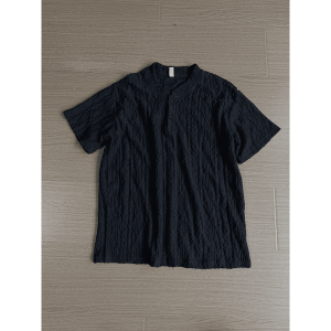 Blue Ventilated Mesh Henry-collar Short-sleeve Summer Old Money Style Polo T-shirt