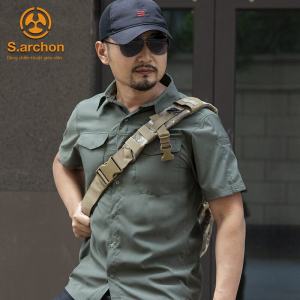 Mens Short Sleeve Casual Shirt Quick Dry Breathable Outdoor Tactical Workwear Summer Airex Archon 001 for Climbing Camping Travel