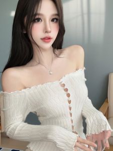 GUZILIAN | Feminine Off-Shoulder Knit Top Skinny