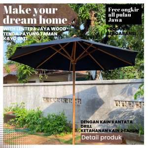 Payung taman outdoor kayu jati dengan kain kantata drill ketahanan 2 tahun dari lentera meja payung cafe outdoor meja payung cafe payung meja cafe outdoor payung taman kayu payung taman outdoor plus meja payung taman lengkap payung cafe outdoor plus meja