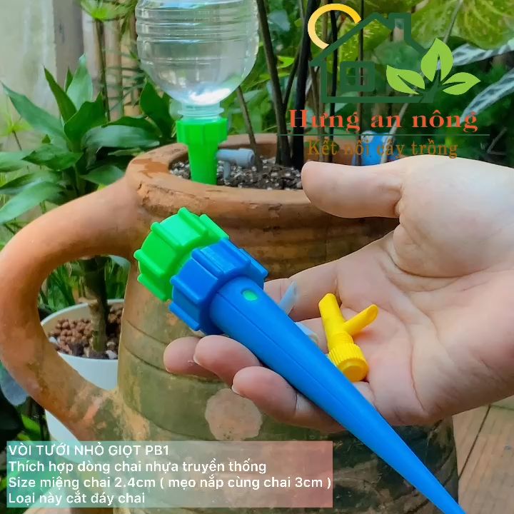 PB1 - vòi tưới cây nhỏ giọt tự động có thể tưới từ 1-15 ngày ( lưu ý dòng xài chai nhựa truyền thống xem trong mô tả )