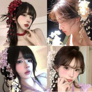 Beach Tour Red Kimono Japanese Style Hairpin Womens Vintage Floral Hair Accessories for Hot Spring Soaking Fresh out Fashion
