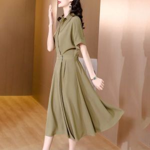 Versatile Elegant Broad Skirt Short Sleeve Chiffon Spring Dress