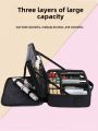 Large Capacity Embroidery Makeup Bag Professional Cosmetologist Tools Storage Box Portable Travel Cosmetic Pouch Pure Color. 