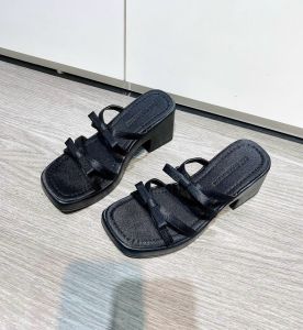 Dép đế cao hai quai nơ mới đế đúc nhẹ 8 phân