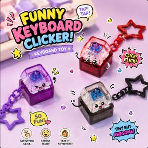 Decompression Button Keychain Fingertip Anti-Anxiety Stress Relief Tool for Home Off Toy Keyboard for Stress Relief Toy Gifts