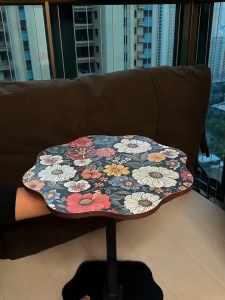 Round End Table Height Adjustable Metal Base Side Table for Sofa Corner Bedroom Home Living Space