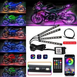 Bộ Đèn LED Dưới Gầm Xe Máy RGB Có Ứng Dụng Điều Khiển Từ Xa Chống Nước Cho Yamaha BMW Harley Suzuki Đèn Trang Trí Xe Máy Phổ Thông