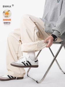 BWKA Thickened Polar Fleece Winter Cotton Pants for Women High Waist Straight Leg Casual Trousers Extreme Cold Resistant down