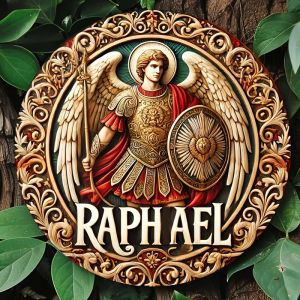 Angel Series Raphael Michael 2D Flat Wooden round Plate - Redemption Guardian Spirit Wall Photo Prop Decoration Gift