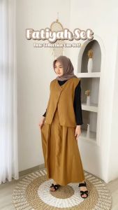 FATIYAH SET - FLOTTILICIOUS / Setelan Baju Wanita Atasan Vest Bawahan Rok Simple Fashion Outfit Kekinian