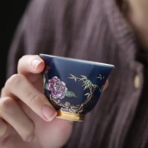 Bộ 6 Tách Trà Gốm Sứ Viền Vàng Thiết Kế Phong Cách Kung Fu Trung Hoa Quà Tặng Sáng Tạo Cá Tính Hộp Quà Tặng Dành Cho Người Yêu Trà