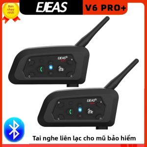 EJEAS V6 PRO + Bluetooth Mũ Bảo Hiểm Xe Máy Intercom Tai Nghe 800M BT Interphone Communicator Cho 6 Người Lái Xe Chống Nước Máy Nghe Nhạc MP3