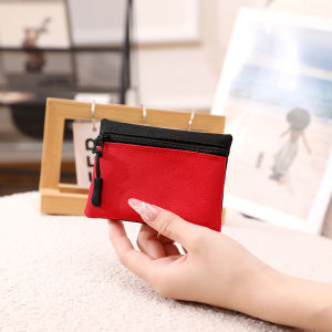 Canvas Coin Purse Short Style Zipper Pouch Mens Wallet Simple Portable Mini Bag for Children Students Youth Functional Small Bag