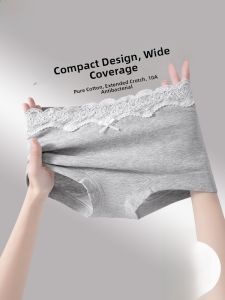 MiiOW | Antibacterial Pure Cotton Lace Underwear Womens Mid-Waist Briefs Triangle Shorts Youth Style Simple Design MiiOW Cat Person