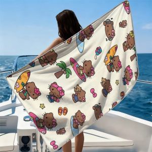 52TOYS | Khăn Tắm Biển Sợi Siêu Mịn Hello Kitty Nhanh Khô Thấm Hút Vật Dụng Cần Thiết Cho Kỳ Nghỉ Bơi Lội Quà Tặng Mùa Hè Hiện Đại Chất Liệu Polyester Không Dệt