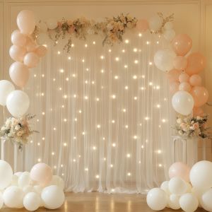 3pcs/set Tulle Backdrop Curtains Optional  Curtains Light for Birthday Party Wedding Graduation Betrothal Photography Backdrop