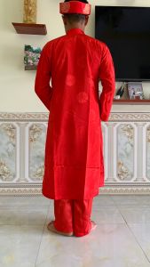 Combo trọn bộ áo dài nam nữ khăn áo mừng thọ vải siêu mềm đẹp không nhăn