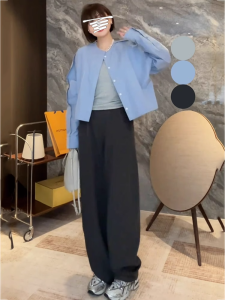 High Waist Wide Leg Suit Pants Womens Spring Casual Straight Leg Trousers for Pear Shaped plus Size Body Slimming Drapey