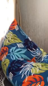 Bean bag Triangle Plus ISI Size Dewasa Murah Motif Leaf blue - By Beanbag Smoothies