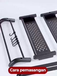 Rak Kamar Mandi Dinding Rak Sabun Kamar Mandi Stainless Steel Rak Susun Bumbu Dapur Dipasang Tanpa Harus Dilubangin Dibagian Rak Adjustable Water Resistant Rak 3 Susun Hitam - Lazada