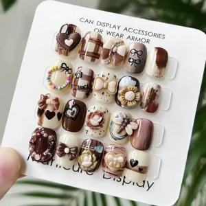 50pc Mixed Packing Maillard Bow Nail Diamond Winter Resin Decoration Retro Stereoscopic Patches Nail Decoration Accessories