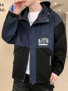 ROMON | Romon Mens Hooded Jacket Short Sporty Casual Fashionable Workwear Windproof Spring Autumn New Style Zipper Closure Loose Fit