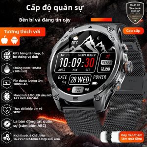Đồng Hồ Thông Minh GPS Hai Băng Tần 2026 Thiết Bị Theo Dõi Thể Dục Ngoài Trời 170+ Chế Độ Thể Thao Đo Nhịp Tim Đếm Bước Chân Chống Nước 5ATM Pin 1000mAh Chức Năng Gọi Điện