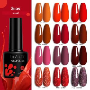 ยาทาเล็บเจล LILYCUTE 7 มล. สีแดง น้ำตาลแมท แบบกึ่งถาวร ลอกออกได้ด้วยน้ำยาล้างเล็บ ใช้กับหลอดไฟยูวีและแอลอีดี สำหรับตกแต่งเล็บ