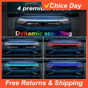 Starting LED Car Hood Light Strip Auto Engine Hood Guide Decorative Ambient Lamp 12v Modified Car Daytime Running Light Amagi