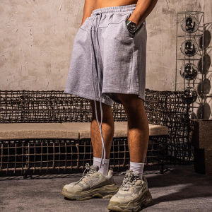 plus Size 300 Pounds Fitness Shorts Mens Loose Versatile Solid Color Retro Sports Casual Five-Quarter Length Pants