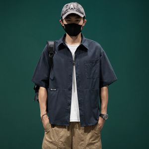 Summer American Pure Cotton Casual Short Sleeve Shirt Mens Loose plus Size plus Size Half Sleeve Shirt Plus-Size Menswear Thin